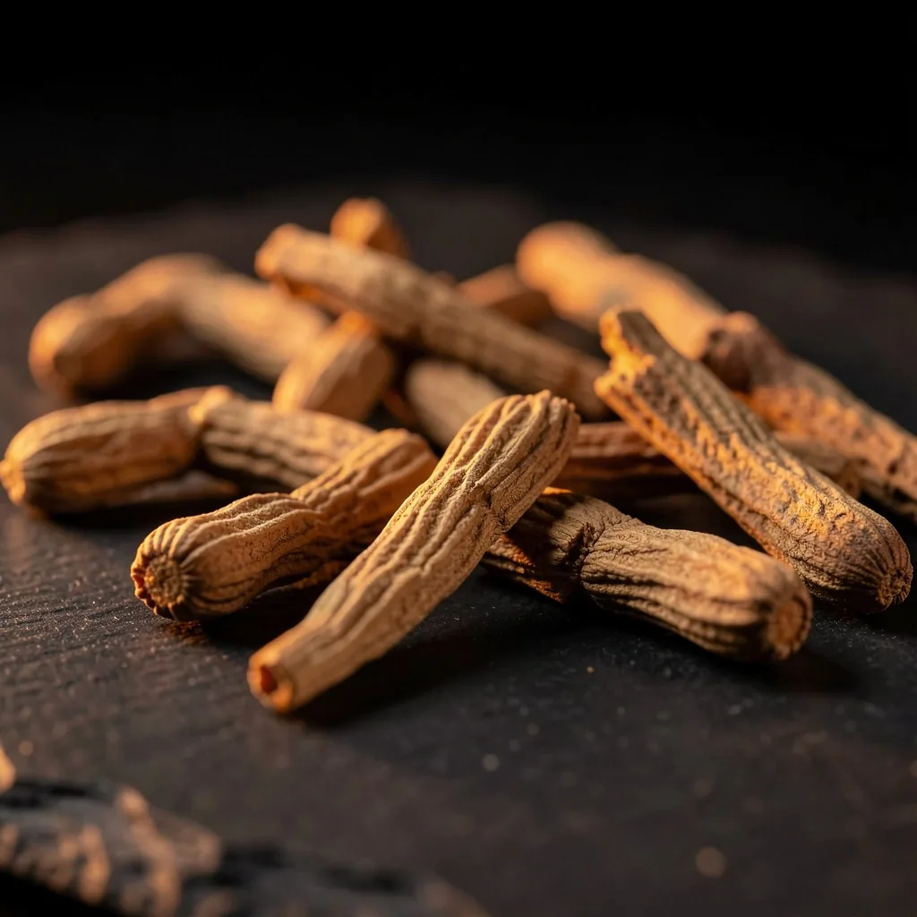 Macro photography of natural botanical roots on dark surface
